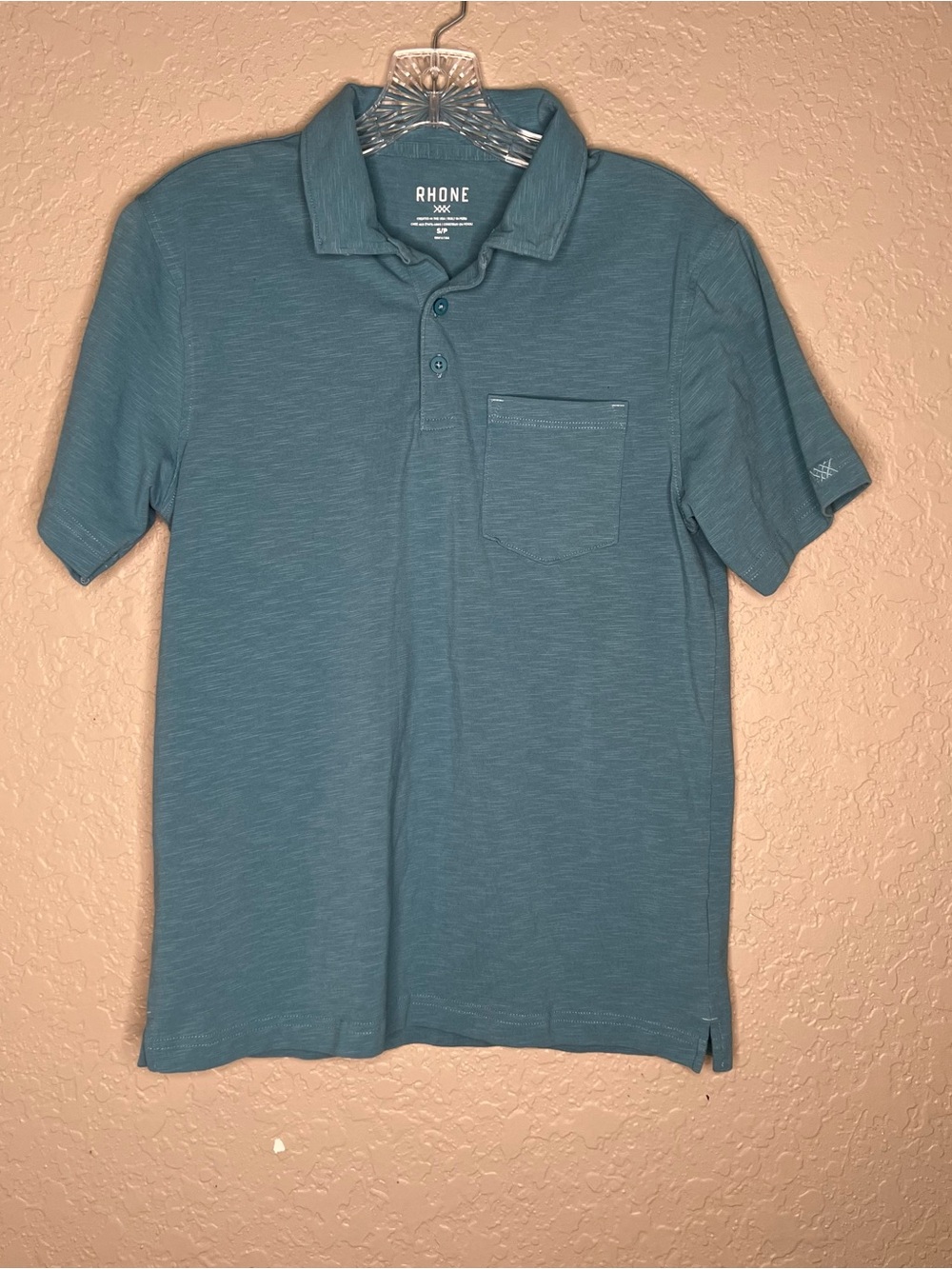 RHONE Teal Short Sleeve Polo Sz S Vacation summer athleisur beach gym outdoor